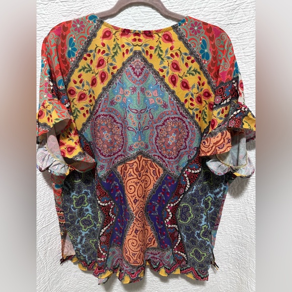 Umgee Multicolor Patchwork Tunic Top - Picture 6 of 7